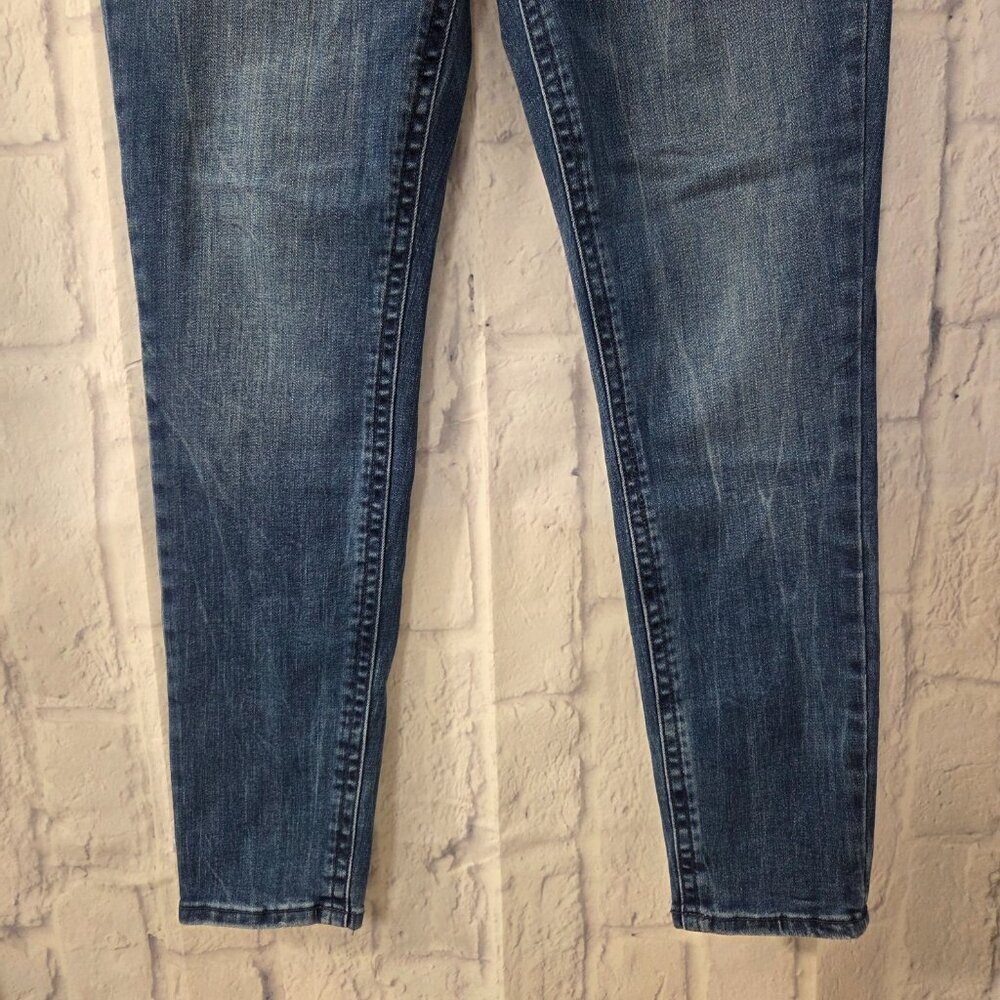 Seven7 Starlette Size 12 Medium Wash Denim Blue Pocket Detail Mid Rise Skinny - Picture 3 of 10